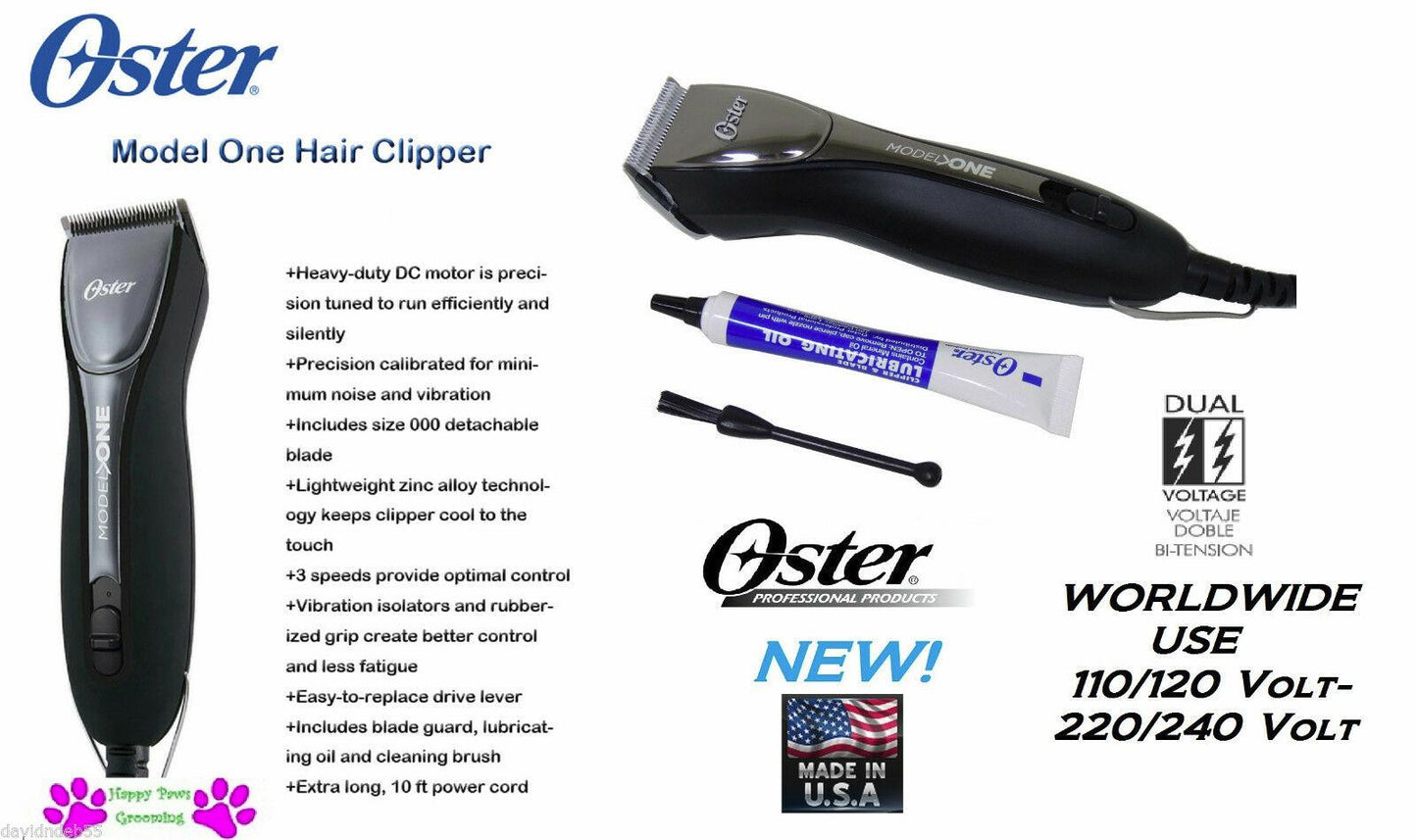 Oster MODEL ONE SLIMLINE Super Duty CLIPPER&000 Blade*110-240v