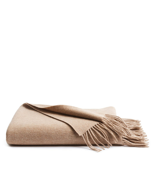 Cashmere Fringe Throw in Beige