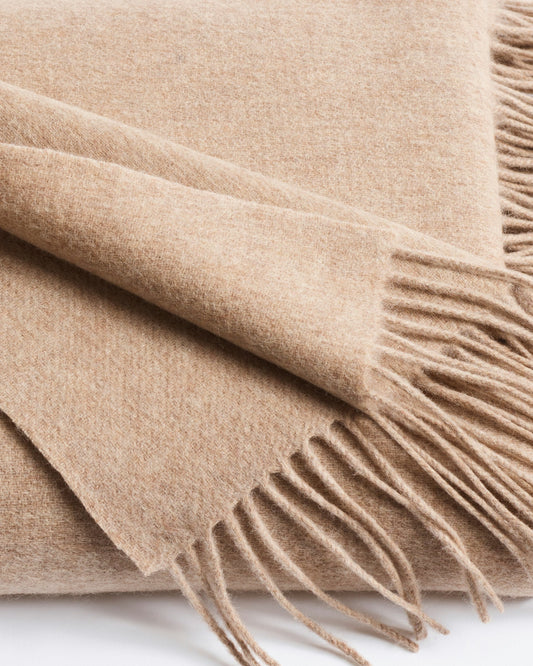 Cashmere Fringe Throw in Beige