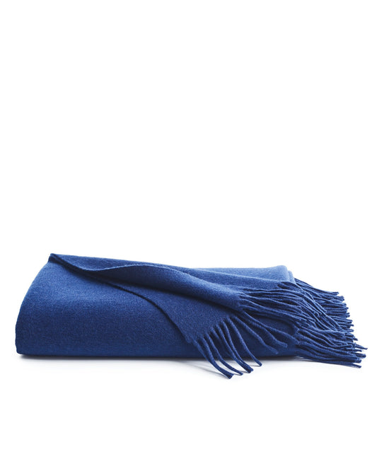 Cashmere Fringe Throw in Navy