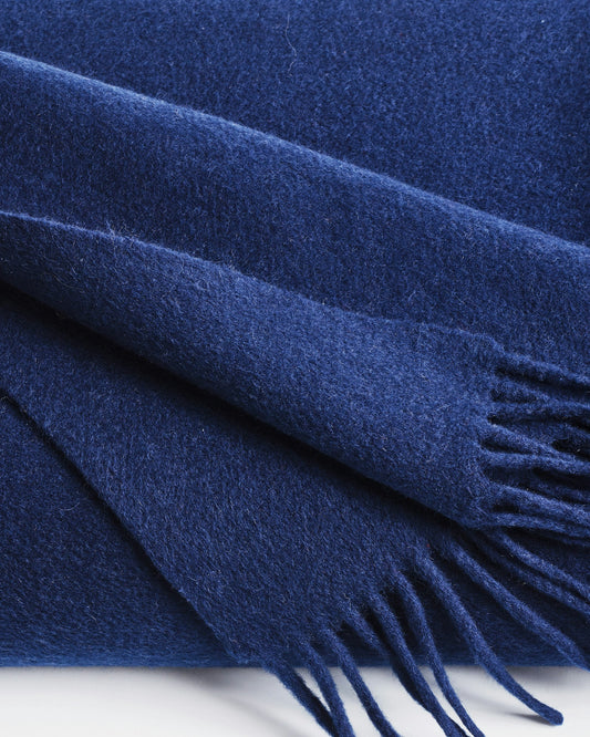 Cashmere Fringe Throw in Navy