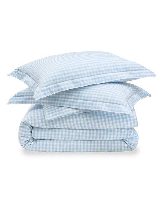 Luxe Premium Percale Duvet Set in Light Blue Gingham