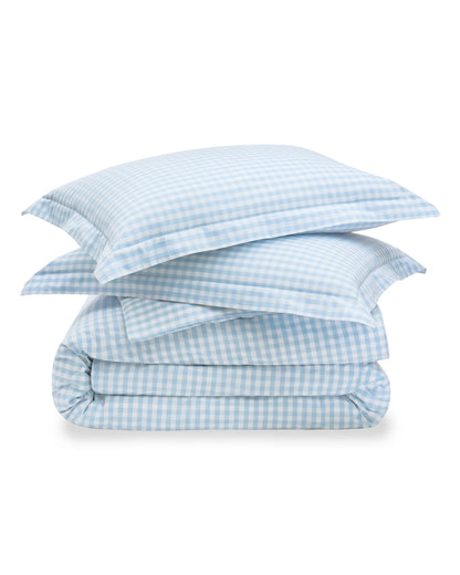 Luxe Premium Percale Duvet Set in Navy Gingham