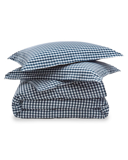 Luxe Premium Percale Duvet Set in Navy Gingham