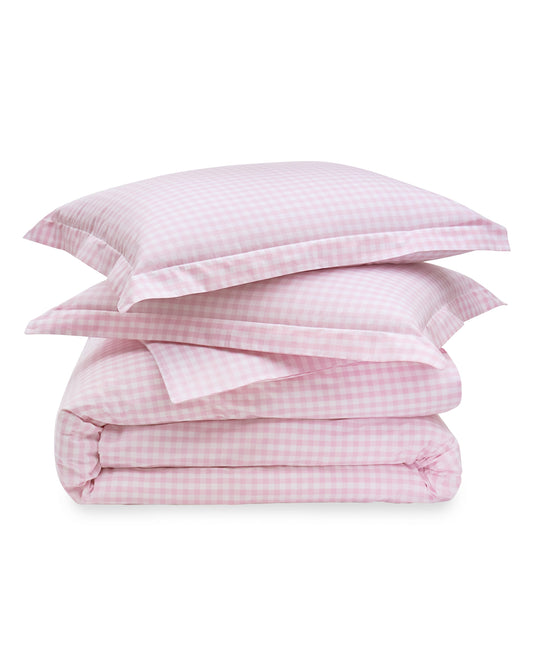 Luxe Premium Percale Duvet Set in Pink Gingham